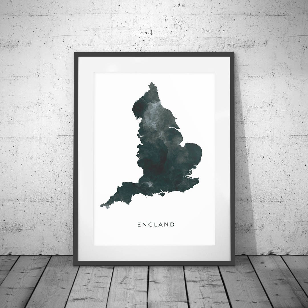 England Map Watercolour Print, Watercolor Map Art, England Map Poster ...