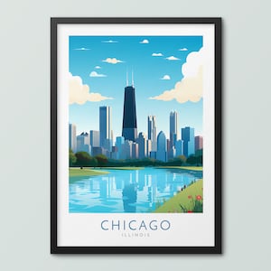 Chicago Travel Poster Wall Art Print Chicago Poster Chicago Print Chicago Art Print Travel Print Chicago City Print