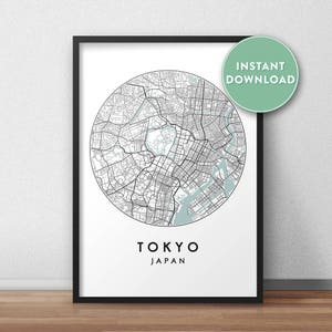 Tokyo City Map Printable, Street Map Art, Tokyo Map Print, City Map Wall Art, Tokyo Map, City Map, Travel Poster, Printable, Map Print