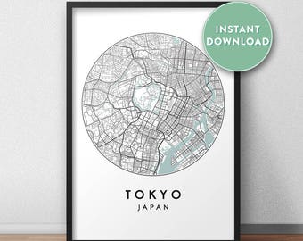 Tokyo City Map Printable, Street Map Art, Tokyo Map Print, City Map Wall Art, Tokyo Map, City Map, Travel Poster, Printable, Map Print