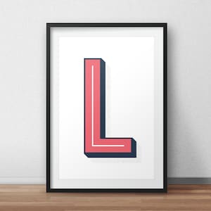 Impressão de letras personalizadas - Impressão de tipografia, impressão de berçário, presente de chá de bebê, presente personalizado, quarto de meninos, quarto de meninas, impressão de alfabeto