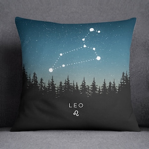 Handmade Leo Constellation Throw Pillow: Horoscope Print Cushion Cover