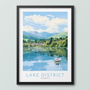 Lake District Travel Poster Wall Art Print Lake District Poster Lake District Print National Park Lake District Art Print Travel Print