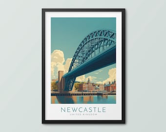 Newcastle Travel Poster Wall Art Print Newcastle Poster Newcastle Print Tyne Bridge Art Print Newcastle Travel Print Newcastle City Print