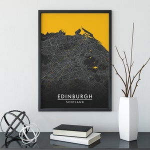 Impression de carte de la ville d'Édimbourg, art de carte de rue, affiche de carte d'Édimbourg, impression de carte d'Édimbourg, art mural de carte de ville, carte d'Édimbourg, affiche de voyage