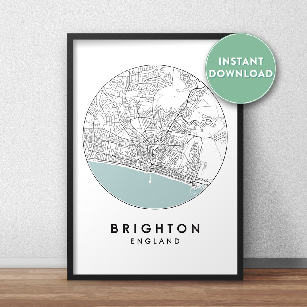 Brighton City Map Printable, Street Map Art, Brighton Map Print, City ...