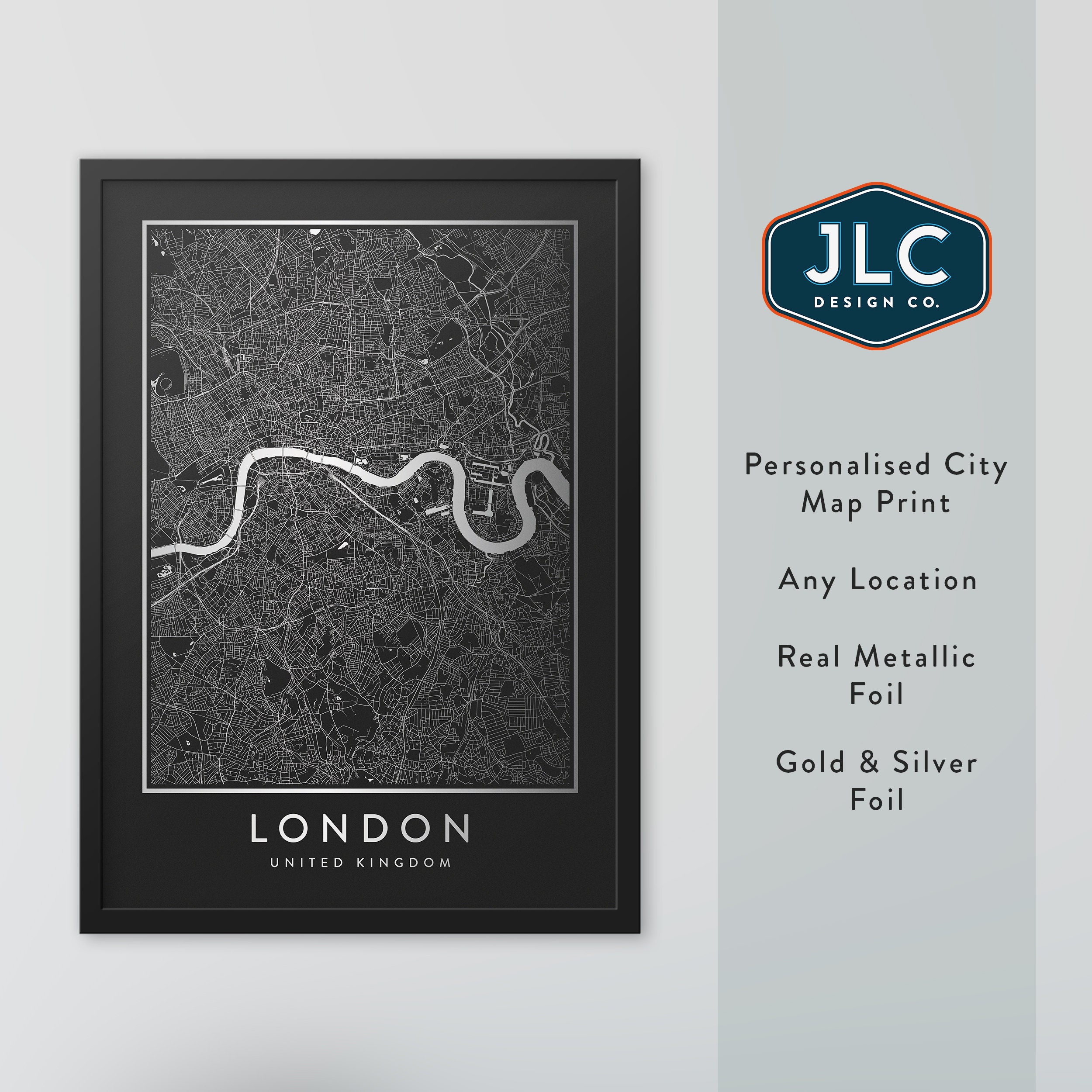 Custom Map Filled Foil Art Completely Custom Foil-Pressed Map Art by Minted