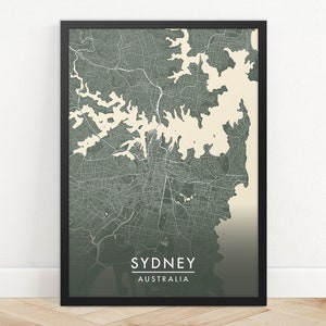 Impresión del mapa de la ciudad de Sydney, arte del mapa de la calle, cartel del mapa de Sydney, impresión del mapa de Sydney, arte de la pared del mapa de la ciudad, mapa de Sydney, cartel de viaje, impresión del mapa