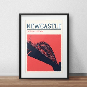 Impressão da cidade de Newcastle, pôster da ponte Tyne, pôster de viagem de Newcastle, impressão de viagem de Newcastle, arte de parede, arte de viagem, pôster de viagem, impressão da cidade