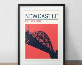 Newcastle City Print, Tyne Bridge Poster, Newcastle Travel Poster, Newcastle Travel Print, Wall Art, Travel Art, Travel Poster, City Print