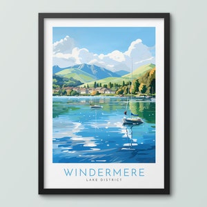 Windermere Seenplatte Reiseplakat Wand Kunst Druck Windermere Poster Windermere Druck Windermere Kunstdruck Reisedruck Nationalpark
