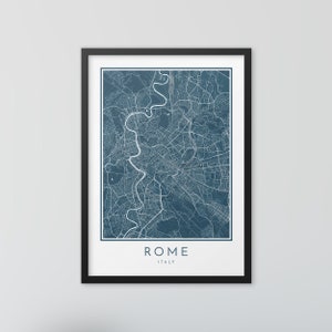 Impresión del mapa de la ciudad de Roma, arte del mapa de la calle, cartel del mapa de Roma, impresión del mapa de Roma, arte del mapa de la ciudad, mapa de Roma, cartel de viaje, impresión del mapa