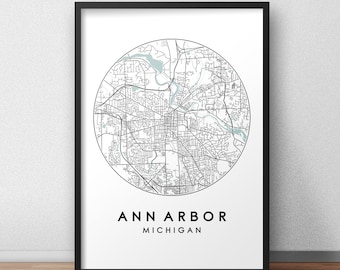 Ann Arbor City Map Print, Street Map Art, Ann Arbor Map Poster, Ann Arbor Map Print, City Map Wall Art, Ann Arbor Map, Travel Poster