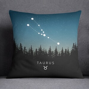 Taurus Constellation Cushion Cover With Insert Included, Throw Pillow, Handmade Canvas Throw Cushion, Horoscope Print, Personal Gift