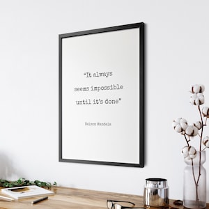 Nelson Mandela Quote Print - Typography Print, Quote Print, Inspirational Quote, Motivational Poster, Wall Decor