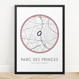 Parc Des Princes Stadium Map Print, Paris Saint-Germain Print, Football Club Print, Custom Map Print, Map Prints Poster, Football Poster