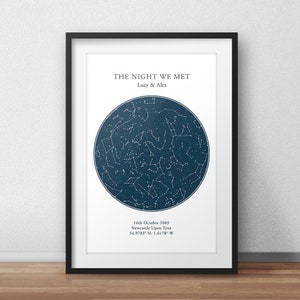 Impresión de mapa estelar personalizada, regalo de aniversario, impresión de cielo nocturno, póster de mapa estelar, regalo de boda, impresión de constelación del zodíaco, regalo personalizado