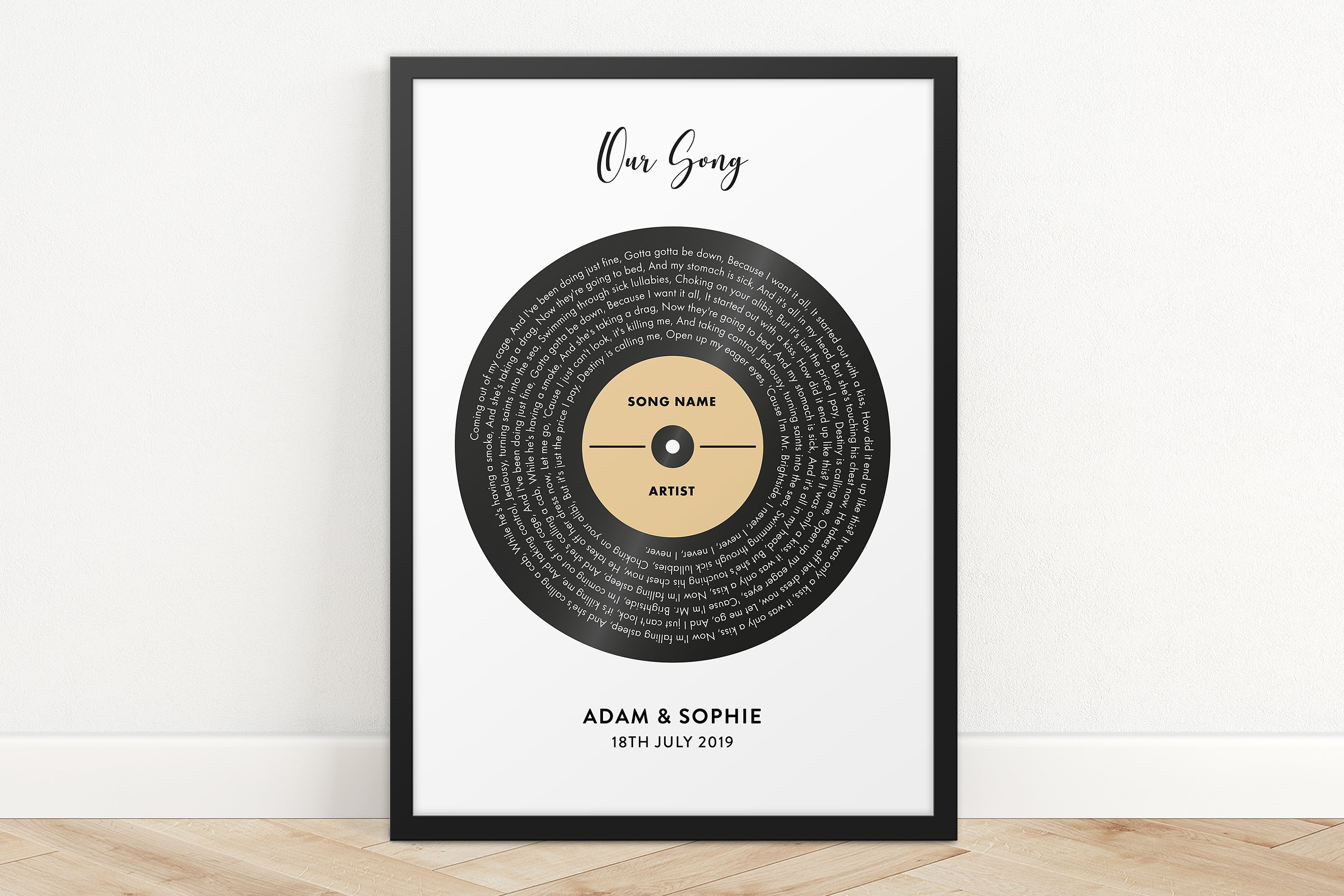 Impresión personalizada de letras de canciones en vinilo, regalo de boda, impresión de letras de canciones, regalo de aniversario, impresión de amistad, regalo para ella, regalo para él