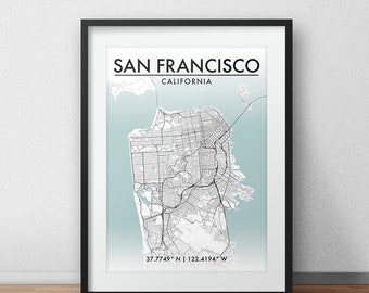 San Francisco Map Print: City Street Art, Travel Poster