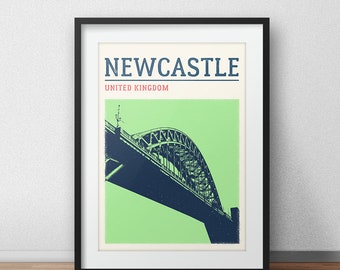 Newcastle City Print, Tyne Bridge Poster, Newcastle Travel Poster, Newcastle Travel Print, Wall Art, Travel Art, Travel Poster, City Print