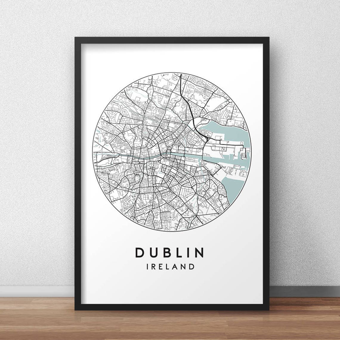 Dublin City Print Street Map Art Dublin Map Poster Dublin Etsy