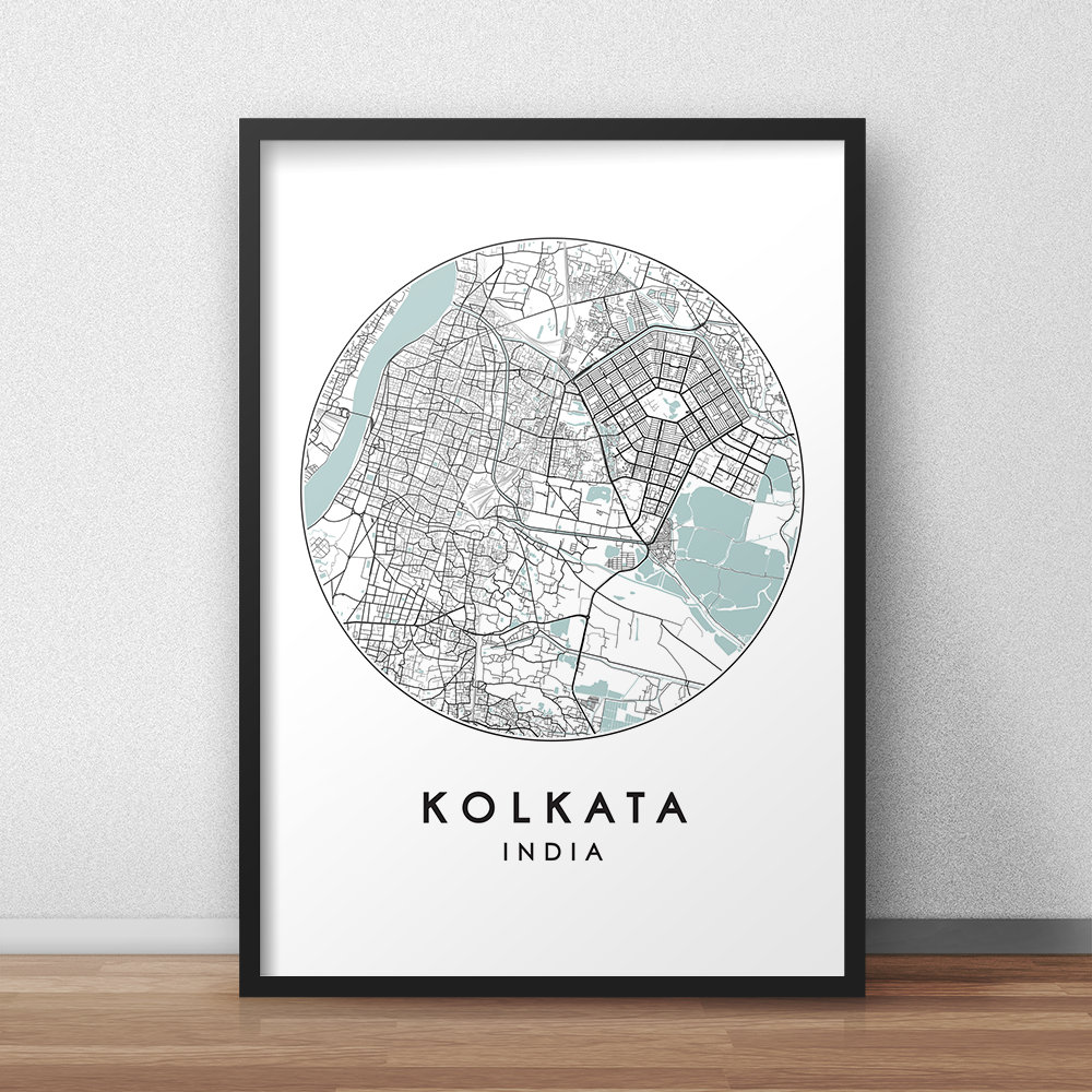 Kolkata City Map Print Street Map Art Kolkata Map Poster Etsy