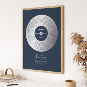 Personalised Foil Song Lyrics Vinyl Record Print, Metallic Foil Print, Foil Song Print, Wedding Gift, Song Lyrics Print, Anniversary Gift