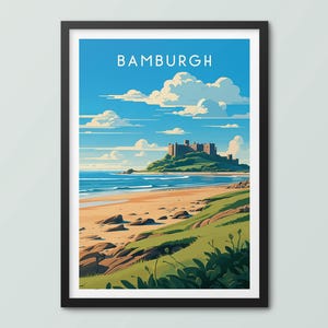 Bamburgh Travel Poster Wall Art Print Bamburgh Poster Bamburgh Print Bamburgh Castle Art Print Bamburgh Travel Print Bamburgh Castle Print