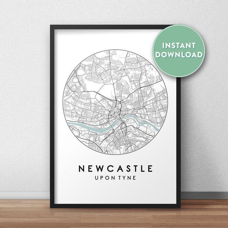 Newcastle City Map Printable Street Map Art Newcastle Map Etsy UK