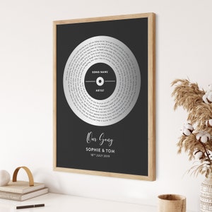 Personalised Foil Song Lyrics Vinyl Record Print, Metallic Foil Print, Foil Song Print, Wedding Gift, Song Lyrics Print, Anniversary Gift
