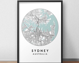 Sydney City Map Print, Street Map Art, Sydney Map Poster, Sydney Map Print, City Map Wall Art, Sydney Map, Travel Poster, Map Print