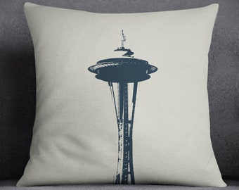 Seattle Space Needle Cushion Cover With Insert Included, Throw Pillow, Handmade Canvas Throw Cushion, Travel Print