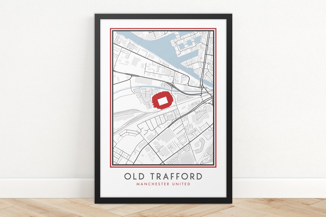 Old Trafford Postcode Old Trafford Stadium Map Print, Manchester United Print, Football Club ...
