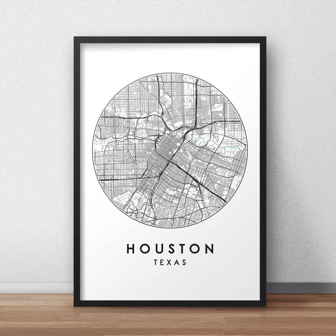Houston City Print Street Map Art Houston Map Poster | Etsy