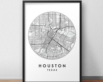 Houston City Print, Street Map Art, Houston Map Poster, Houston Map Print, City Map Wall Art, Houston Map, Travel Poster, Texas, Map Print
