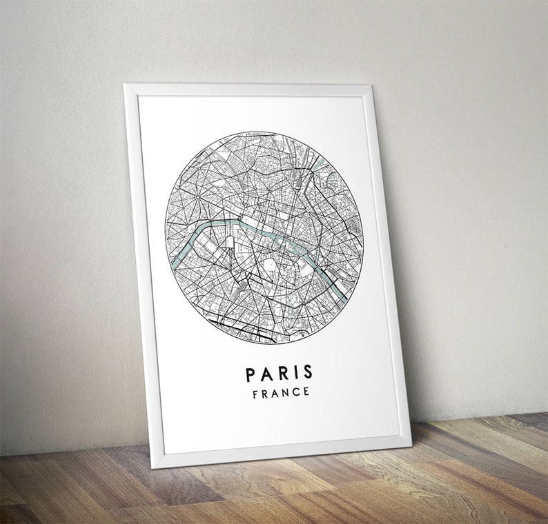 Paris City Map Print, Street Map Art, Paris Map Poster, Paris Map Print, City Map Wall Art, Paris Map, Travel Poster, France, Map Print image 2