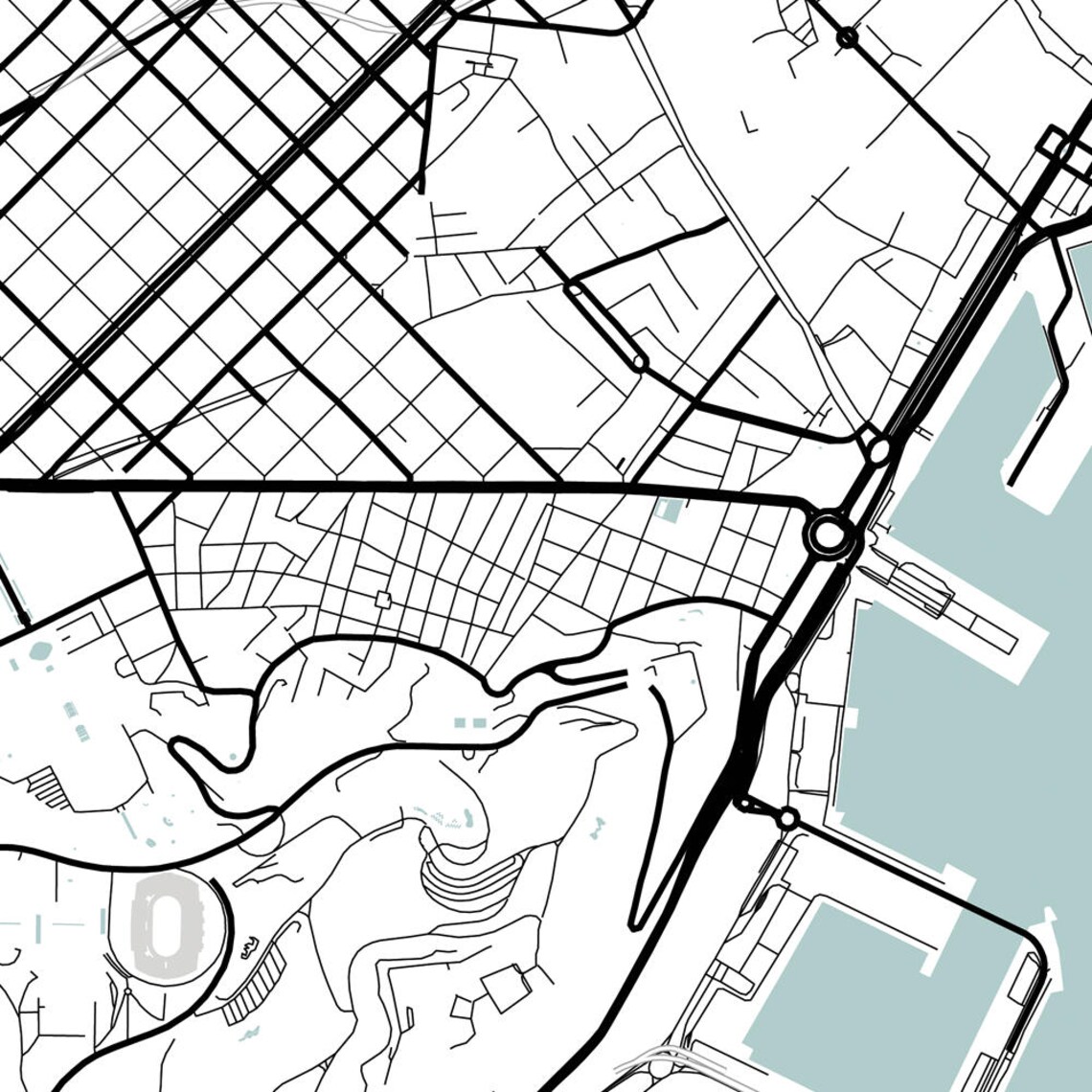 Barcelona City Map Printable Street Map Art Barcelona Map - Etsy UK