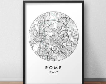 Rome City Map Print, Street Map Art, Rome Map Poster, Rome Map Print, City Map Wall Art, Rome Map, Travel Poster, Roma, Italy, Map Print