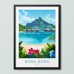Bora Bora Travel Poster Wall Art Print Bora Bora Poster Bora Bora Print Bora Bora Travel Print Bora Bora City Print Tahiti Poster