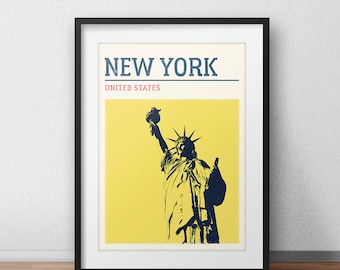 New York City Print, Statue of Liberty Poster, New York Travel Poster, New York Travel Print, Travel Art, Travel Poster, City Print