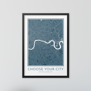 Mapa de la ciudad personalizado Imprimir cualquier mapa de la ciudad Mapa de la ciudad Mapa personalizado Imprimir mapa de la ciudad Arte de la pared Mapa personalizado Cartel de viaje Mapa Imprimir regalo personalizado