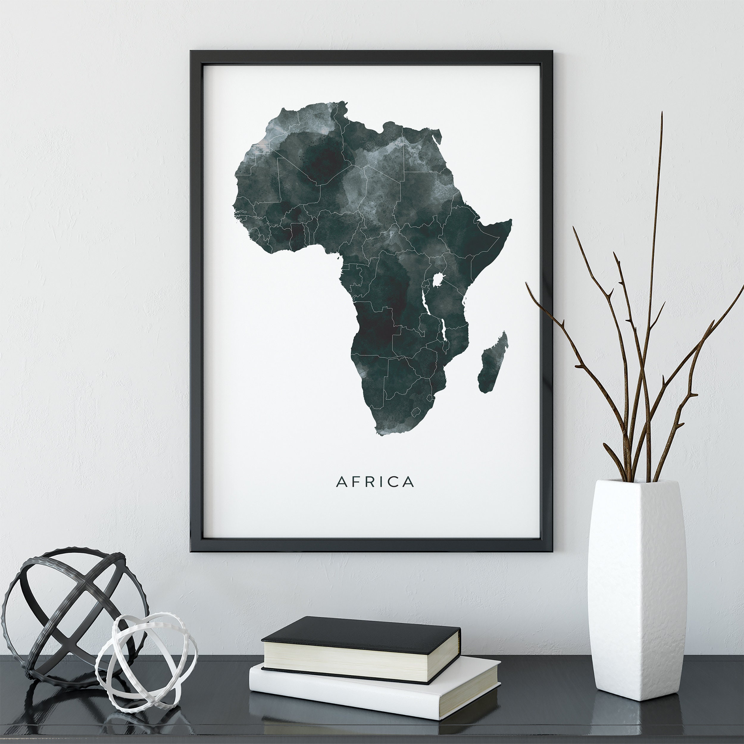 Africa Map Watercolour Print, Watercolor Map Art, Africa Map Poster ...