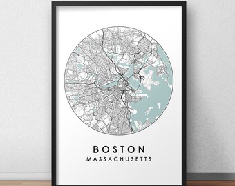 Boston City Map Print, Street Map Art, Boston Map Poster, Boston Map Print, City Map Wall Art, Boston Map, Travel Poster, Map Print