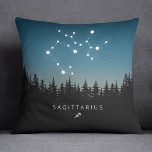 Sagittarius Constellation Throw Pillow: Handmade Canvas Cushion Cover