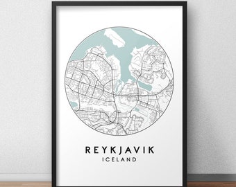 Reykjavik City Map Print, Street Map Art, Reykjavik Map Poster, Reykjavik Map Print, City Map Wall Art, Reykjavik Map, Travel Poster