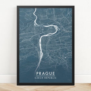 Impresión del mapa de la ciudad de Praga, arte del mapa de la calle, cartel del mapa de Praga, impresión del mapa de Praga, arte de la pared del mapa de la ciudad, mapa de Praga, cartel de viaje, impresión del mapa