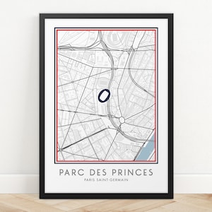 Parc Des Princes Stadium Map Print, Paris Saint-Germain Print, Football Club Print, Custom Map Print, Map Prints Poster, Football Poster