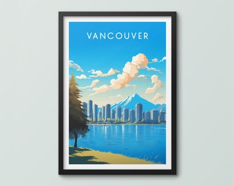 Cartel de viaje de Vancouver Impresión de arte de pared Cartel de Vancouver Impresión de Vancouver Impresión de viajes de Vancouver Impresión de la ciudad de Vancouver