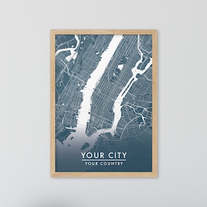 Mapa de cidade personalizado, impressão de qualquer mapa de cidade, mapa personalizado, arte de parede, mapa personalizado, pôster de viagem, impressão de mapa, presente personalizado
