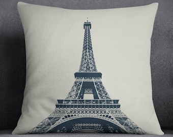 Paris Eiffel Tower Cushion Cover With Insert Included, Throw Pillow, Handmade Canvas Throw Cushion, Travel Print